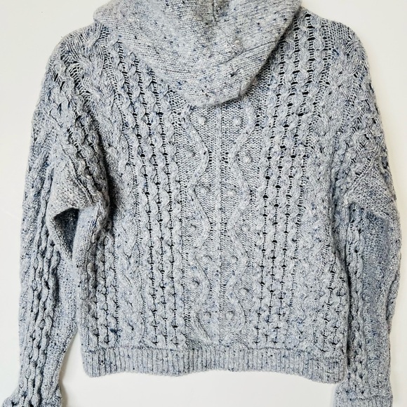 Margaret O’Leary Merino Wool/Cashmere Blend Cable Knit Hooded Cowl Neck Sweater - Picture 2 of 8